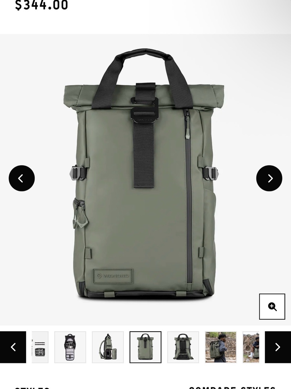 WANDRD 21L Roll-Top Camera Backpack Olive Green